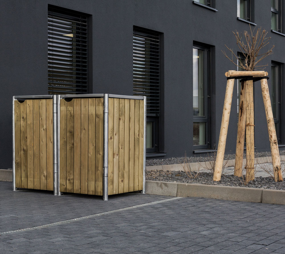 Mülltonnenbox für 2 Mülltonnen 240 Liter Natur