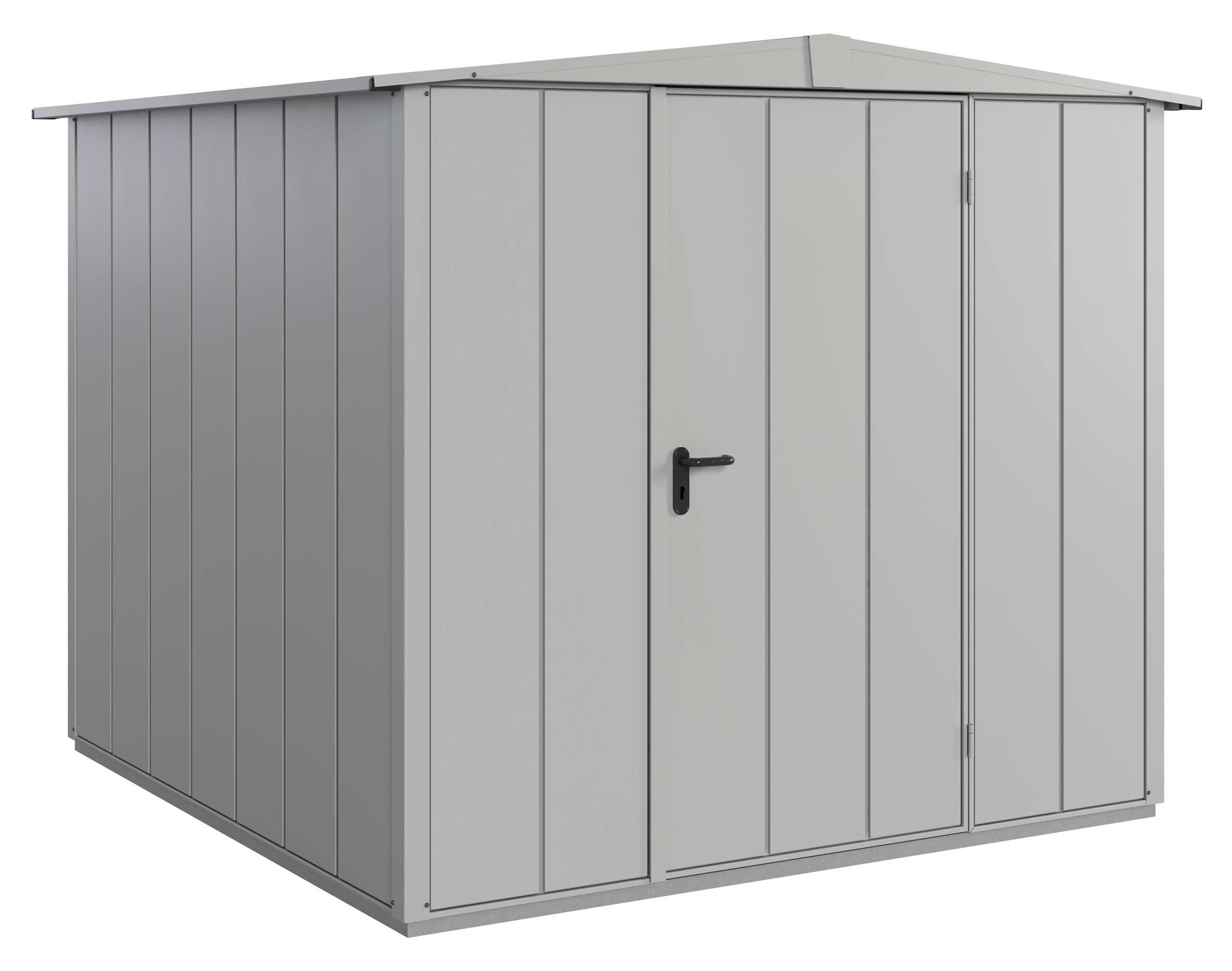 Hörmann Gerätehaus Modern-S_1flg_Typ2_RAL9006 Berry-Gerätehaus Modern Typ2 Satteldach RAL 9006 Weißaluminium