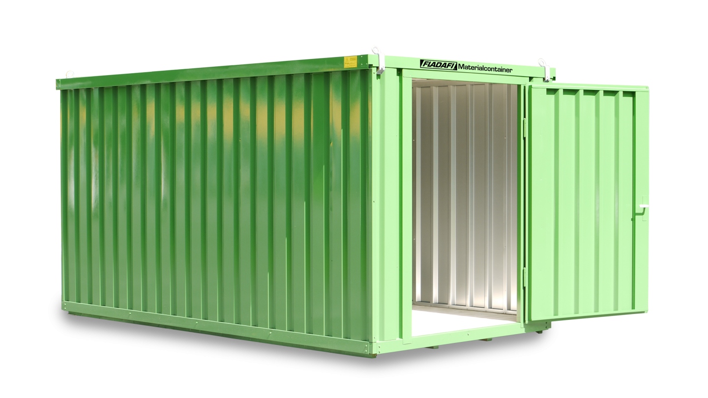 FLADAFI Materialcontainer MC 1400 ✔️ lackiert grün ✔️ Stauraum im vollverzinkten Materialcontainer ✔️