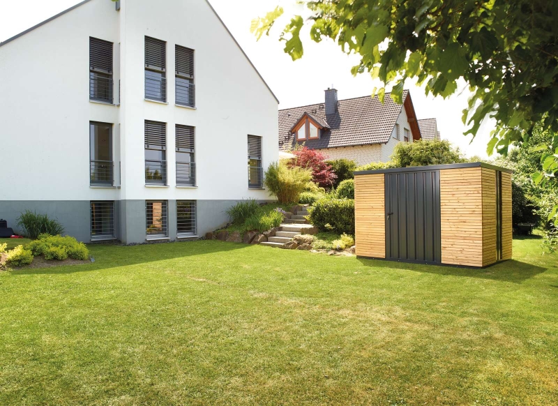 Gardenboxx-mit-Holz-5 Die Gardenboxx 311 ist außen mit einer hochwertigen Pulverbeschichtung versehen und innen im Farbton verzinkt