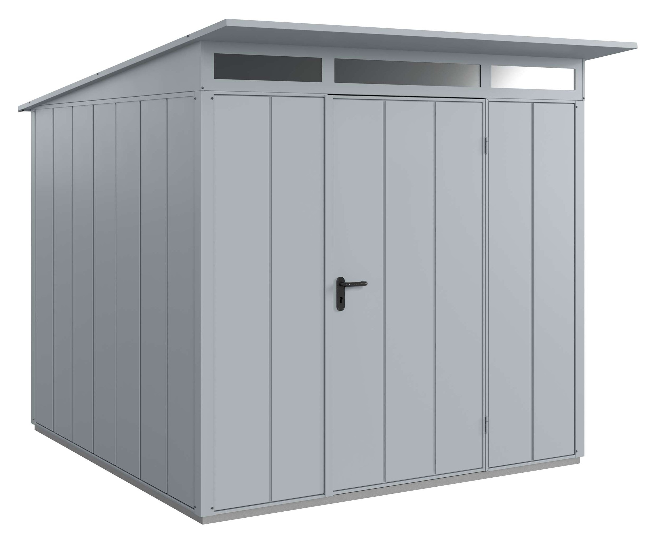 Hörmann Berry Gerätehaus Pultdach Modern Typ 2 RAL 9006 Weißaluminium