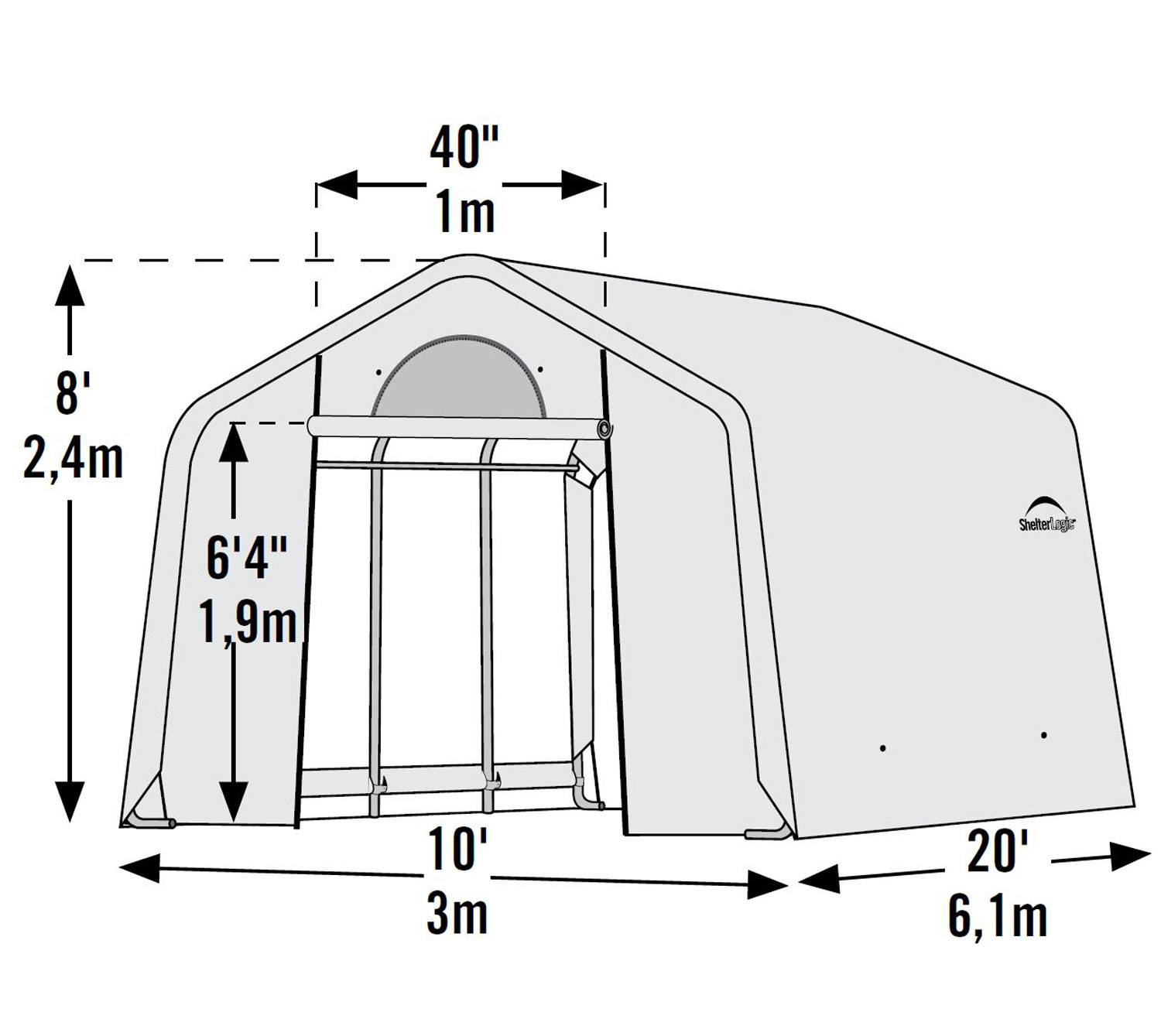 ShelterLogic Foliengewächshaus 300x610 Skizze