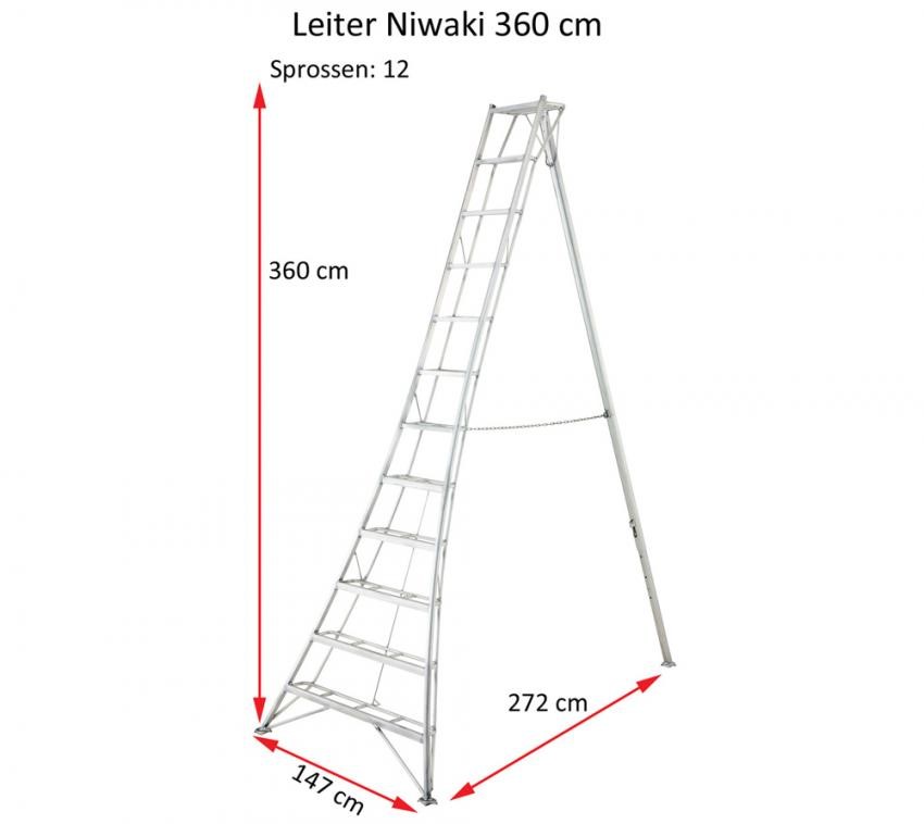 Niwaki 3-Holm Gartenleiter Maße Bild 1