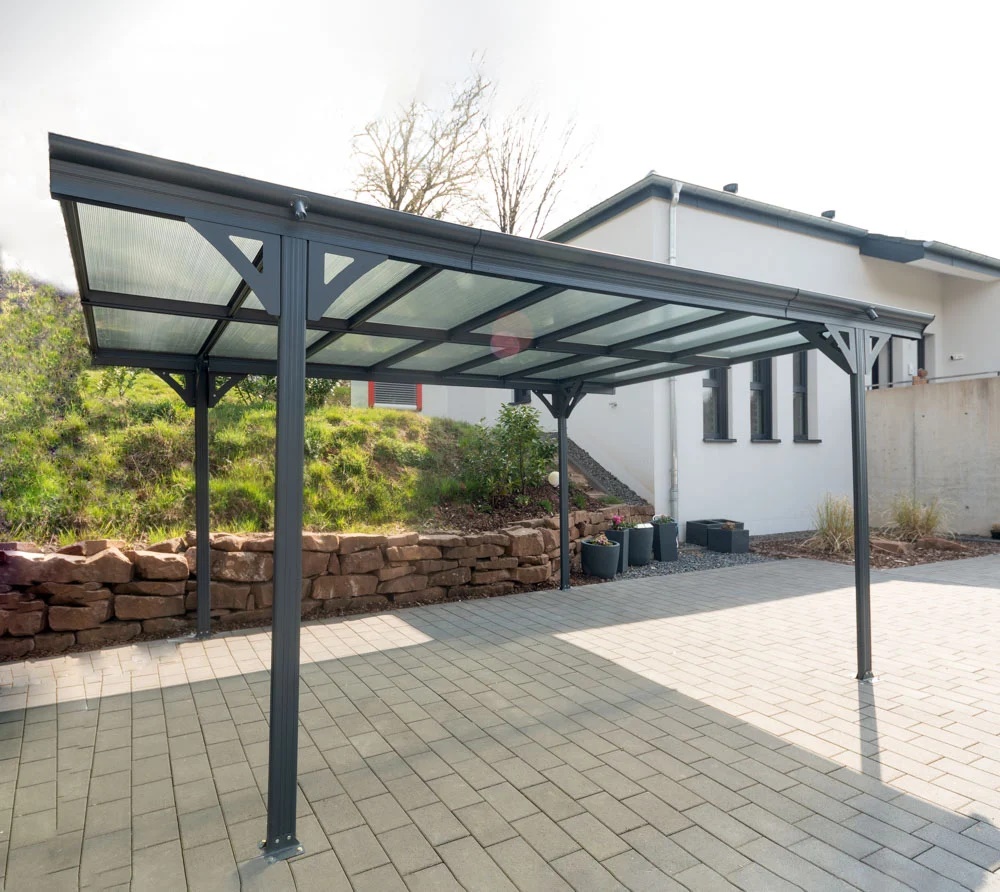 Aluminium Flachdach Carport 3x5m anthrazit günstig bei HWG-Tec kaufen