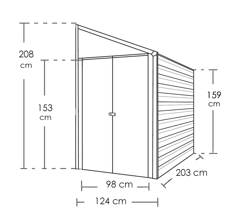 Spacemaker Metallgerätehaus Anlehnhaus 4x7 Skizze