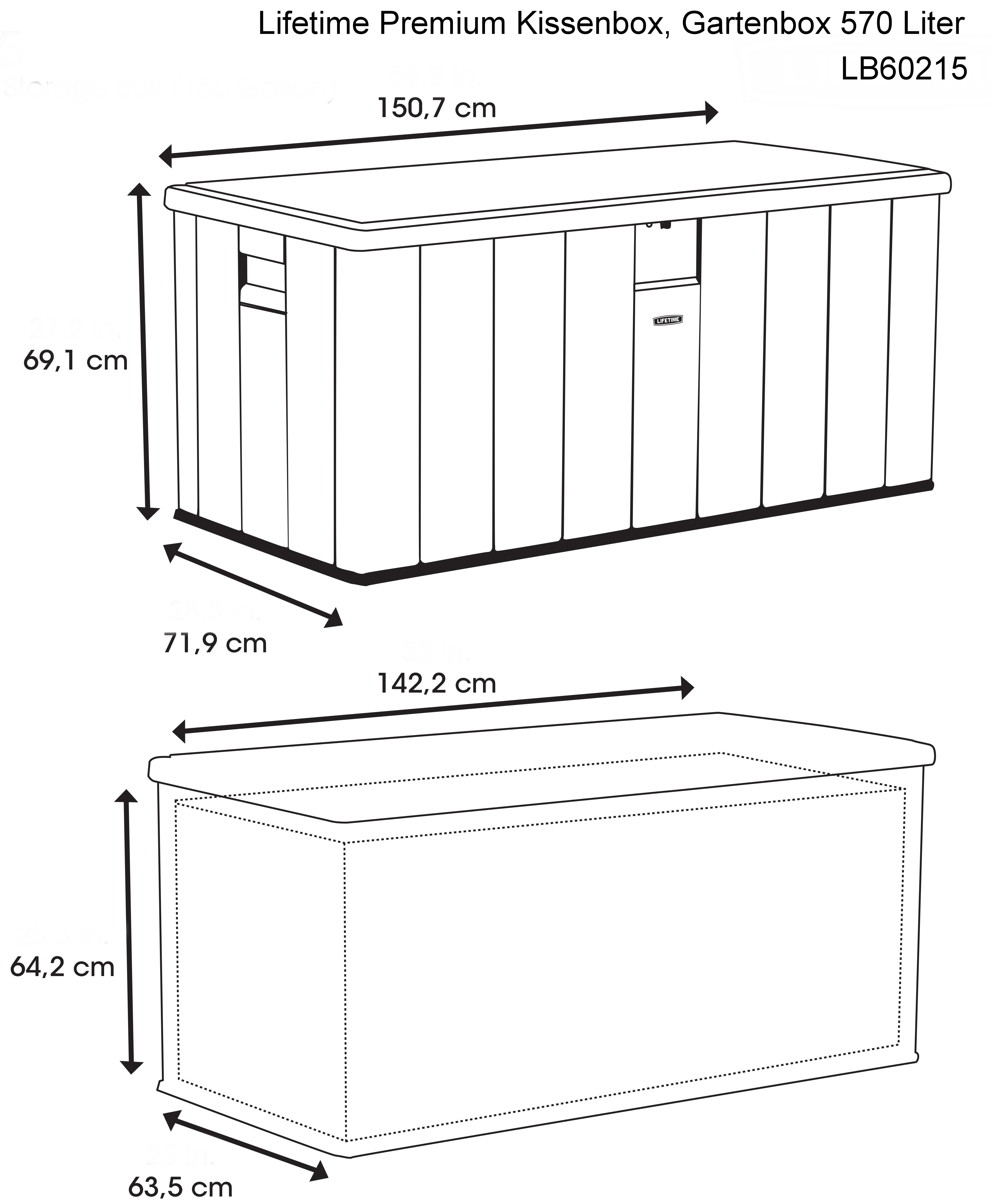 Lifetime Premium Kissenbox, Gartenbox Skizze