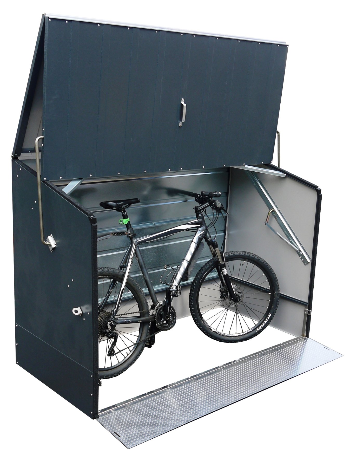 Fahrradbox mit klappbarer Einfahrtsrampe günstig bei HWG-Tec kaufen