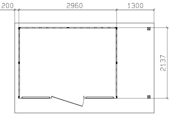 Siebau Metallgerätehaus SGH-SD3 mit Schleppdach Skizze