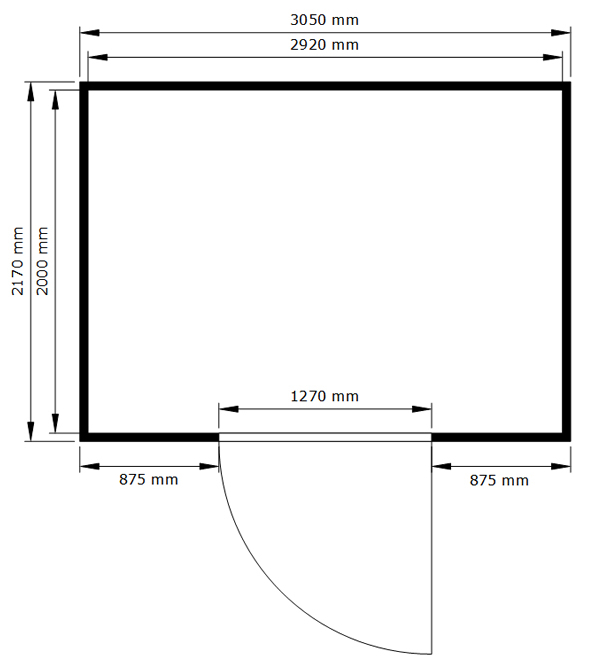 Materialcontainer MC 1300 Einflügeltüre lange Seite