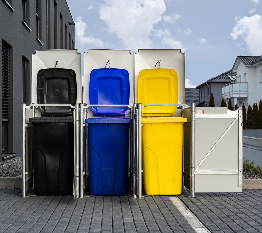 Mülltonnenbox für 3 Mülltonnen 120 Liter grau
