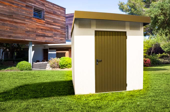 siebau-geraetehaus-attika-sepia Siebau Gartenhaus Metallgerätehaus PGH 9 Gerätehaus, Pultdach Gartenhaus