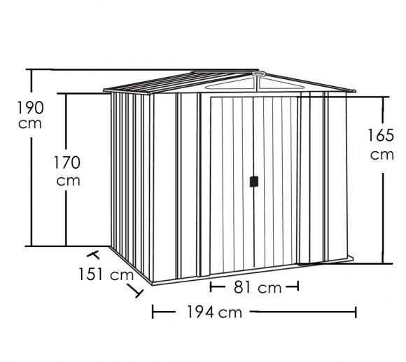 Spacemaker Metallgerätehaus 6x5 grau Skizze