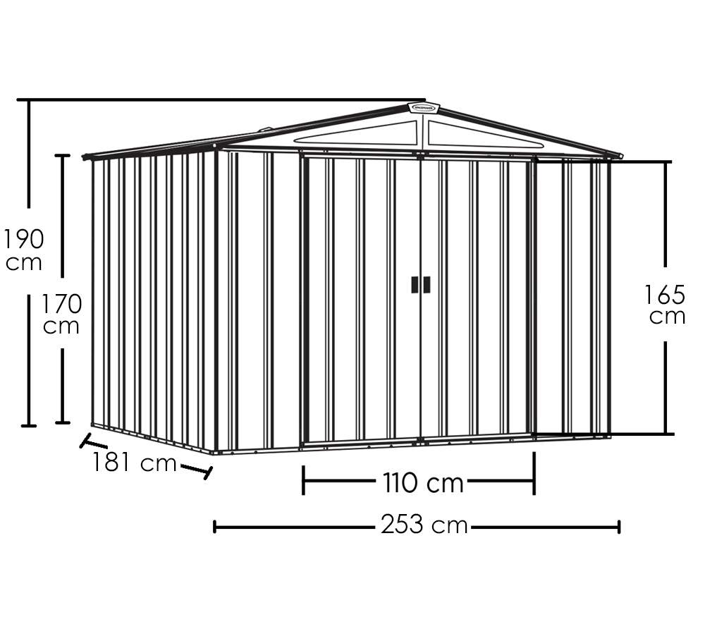 Spacemaker Metallgerätehaus 8x6 Skizze