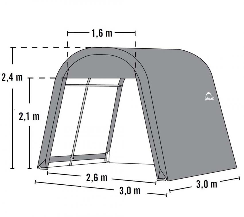 Foliengerätehaus Rund-Zeltgarage 300x300 grau