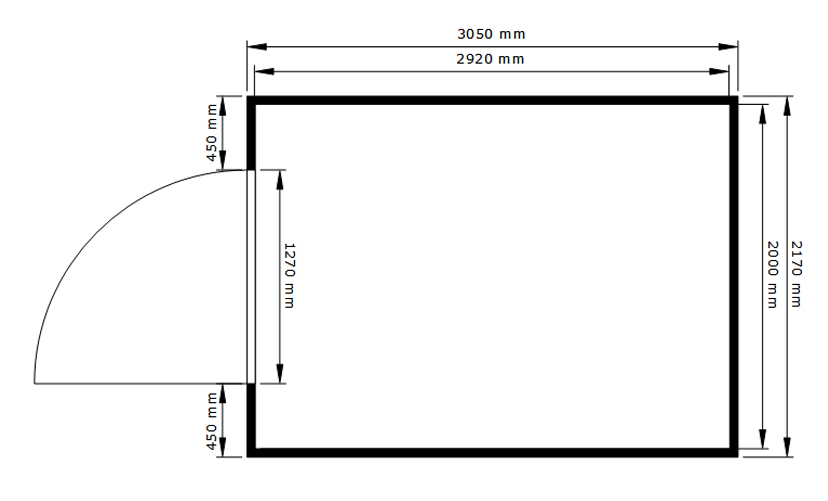 Materialcontainer MC 1300 Einflügeltüre kurze Seite