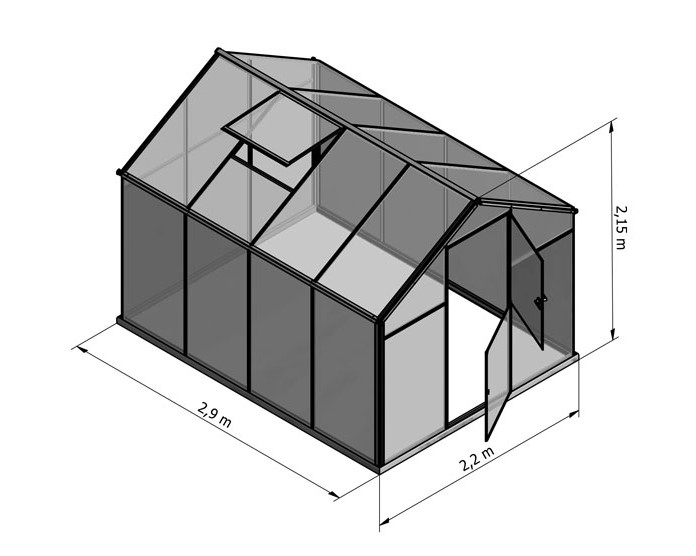 Gampre Aluminium Gewächshaus Set Sanus L7 Skizze