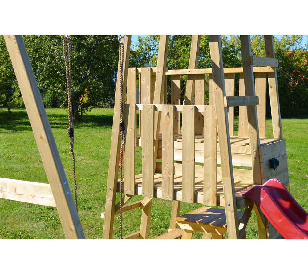 FSC-zertifiziertes Holz. Spielturm Gorilla Stelzenhaus