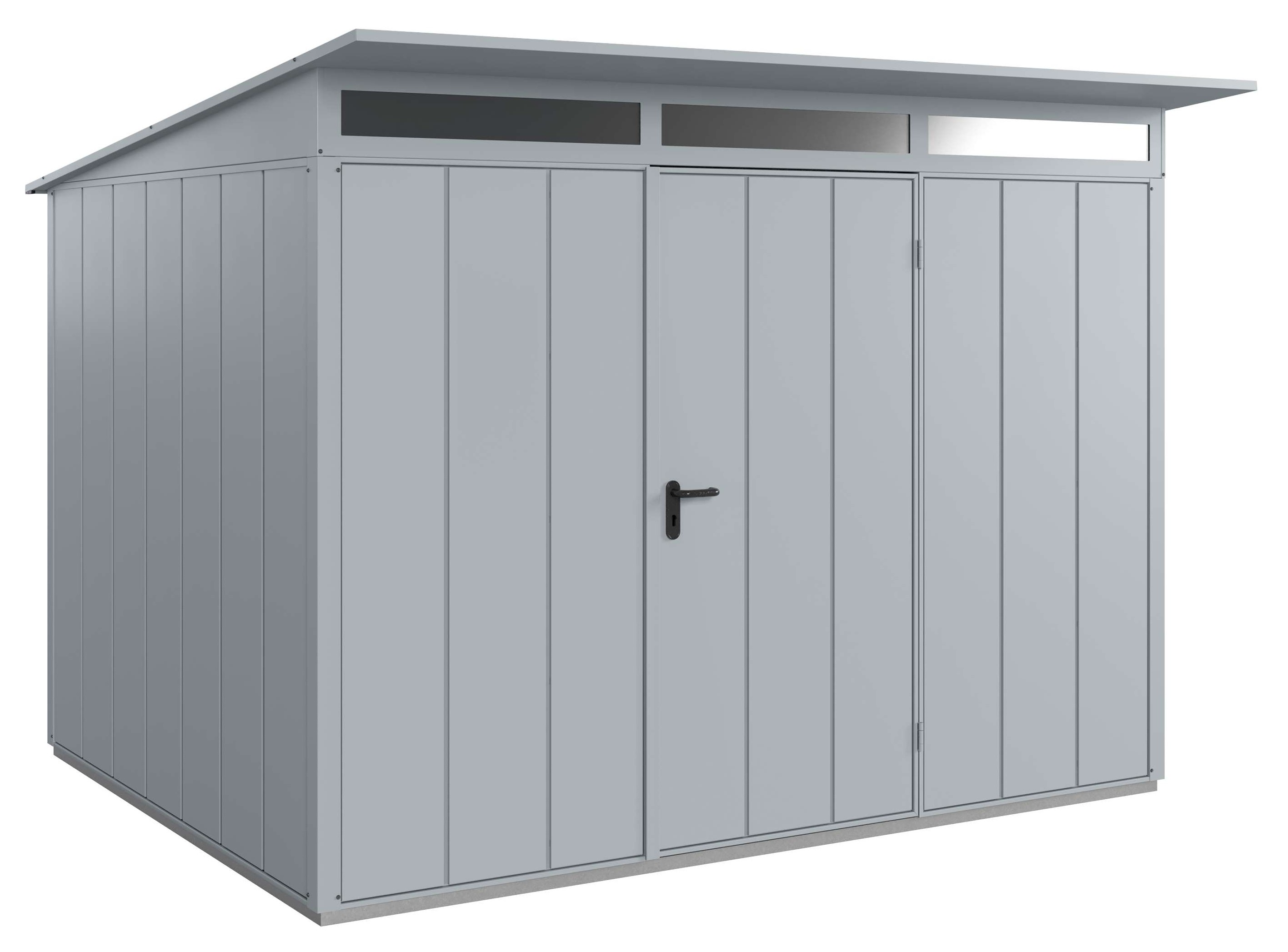 Geraetehaus_Modern-P_1flg_Typ3_RAL7040 Hörmann Berry Gerätehaus Pultdach Modern Typ 3 RAL 9006 Weißaluminium