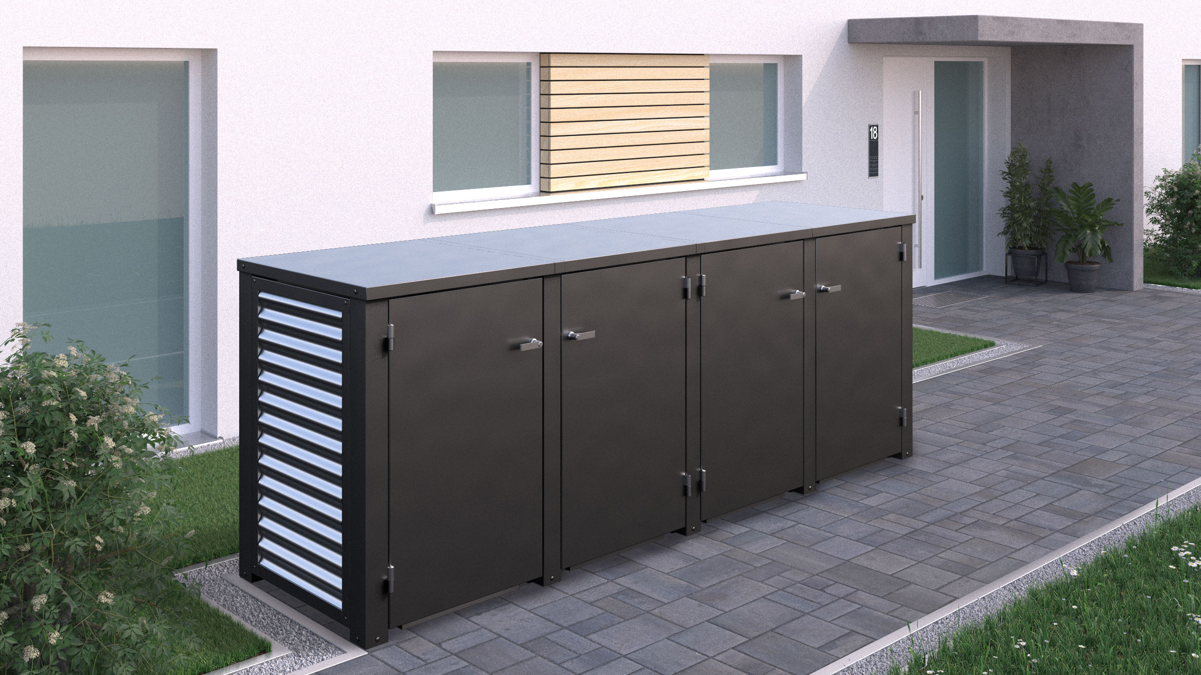 Siebau Mülltonnenbox Seite Stahlwelle Siebau Mülltonnenbox Seite Stahlwelle