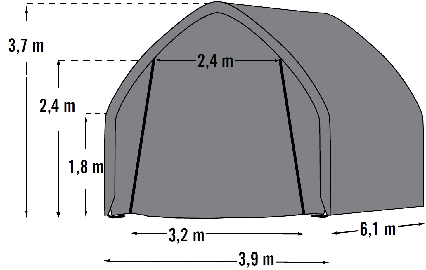 Foliengarage Zeltgarage 390x610 grün