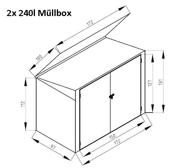Mülltonnenbox und Gerätebox 5 x 3 Skizze