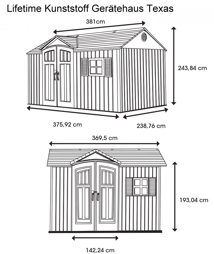 Lifetime Kunststoff-Gerätehaus Texas Skizze