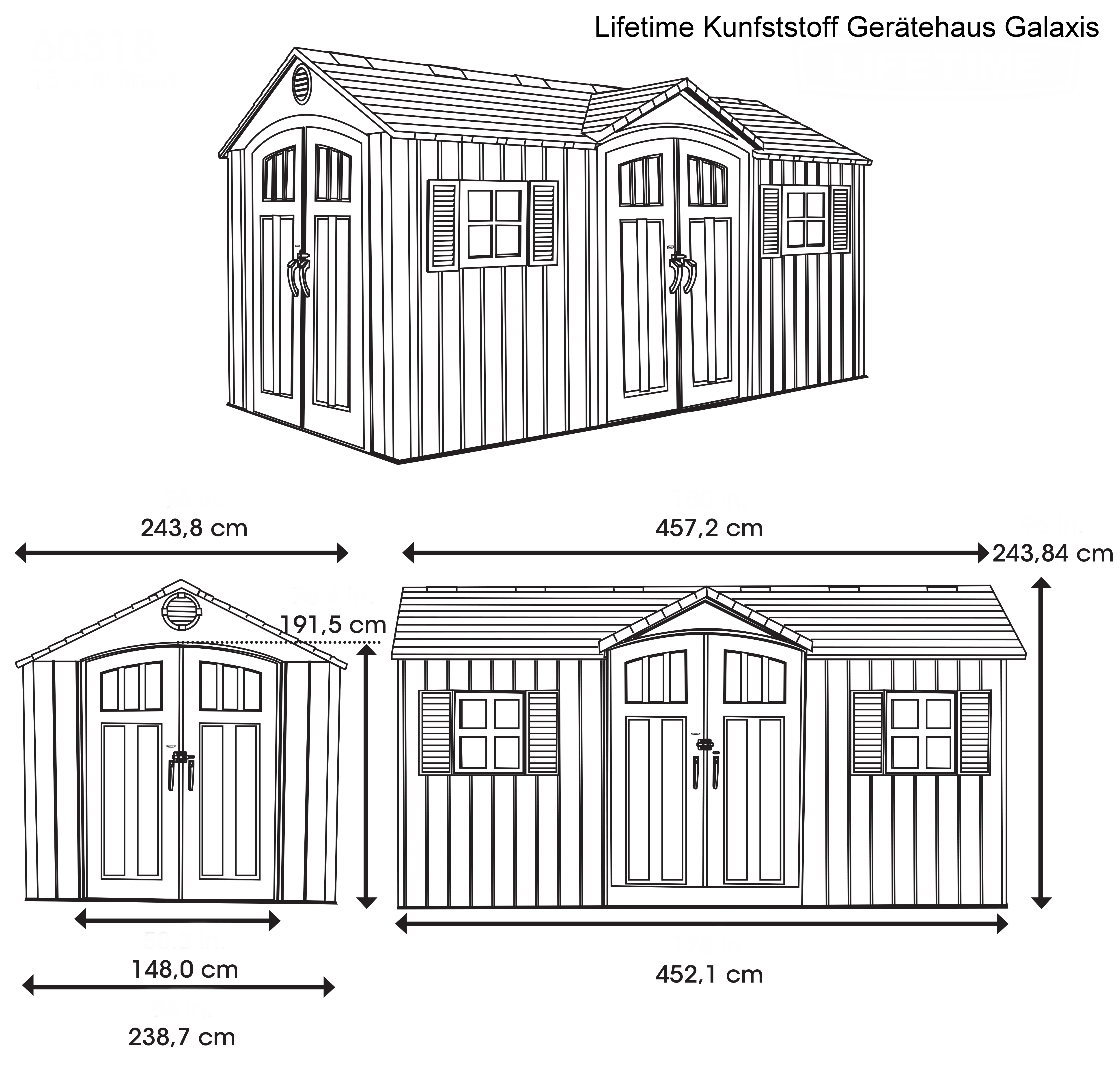 Lifetime Kunfststoff Gerätehaus Galaxis Skizze