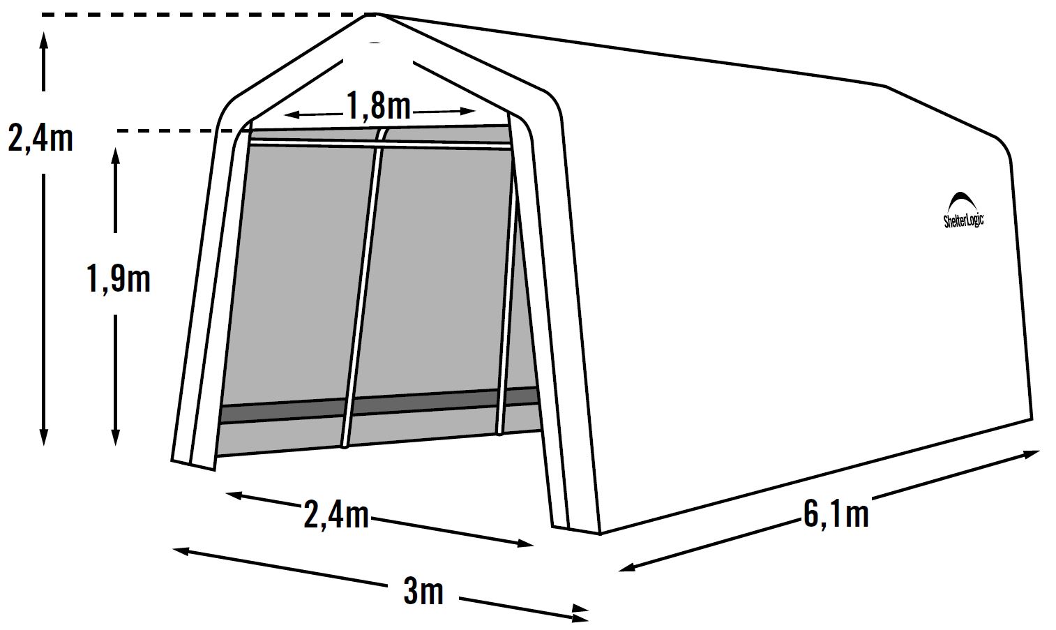 Foliengarage Zeltgarage 300x610 grau