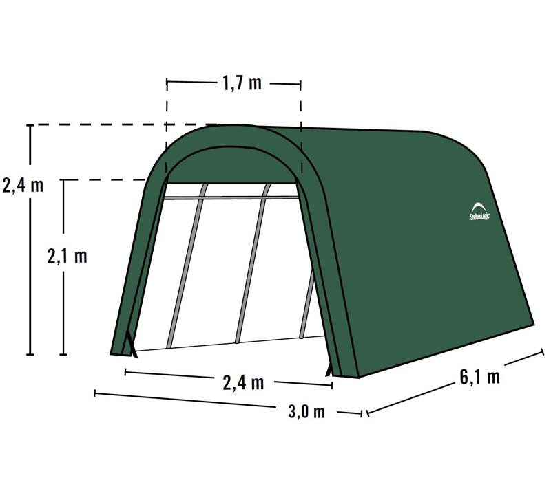 ShelterLogic Foliengarage Round Top 300x610 cm. Skizze