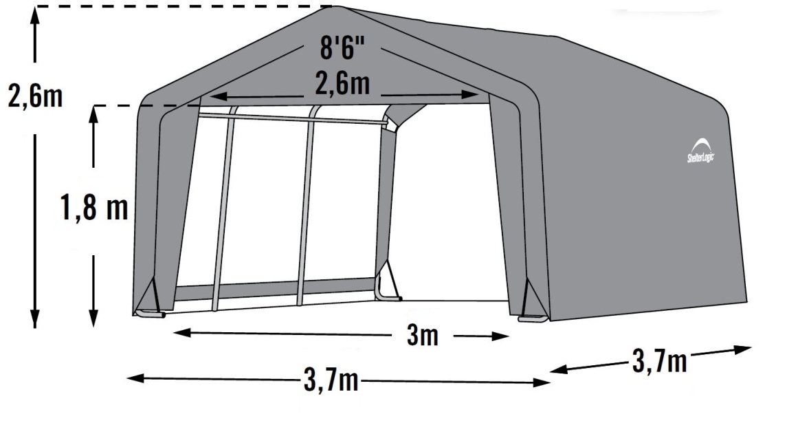 Shelter Logic Foliengerätehaus & Weidezelt  370 x 370 cm Skizze