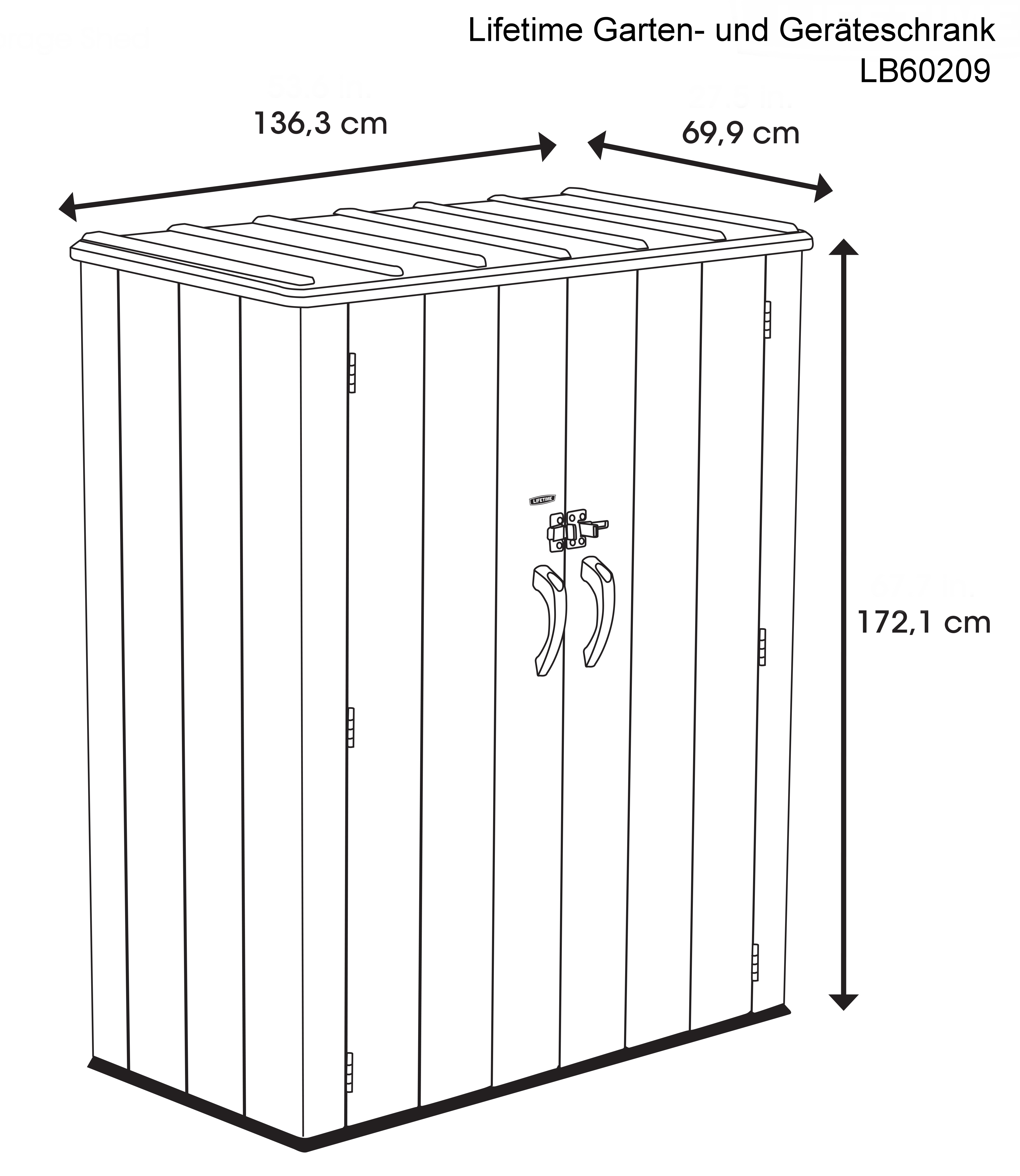 Lifetime Gartenschrank und Geräteschrank Skizze