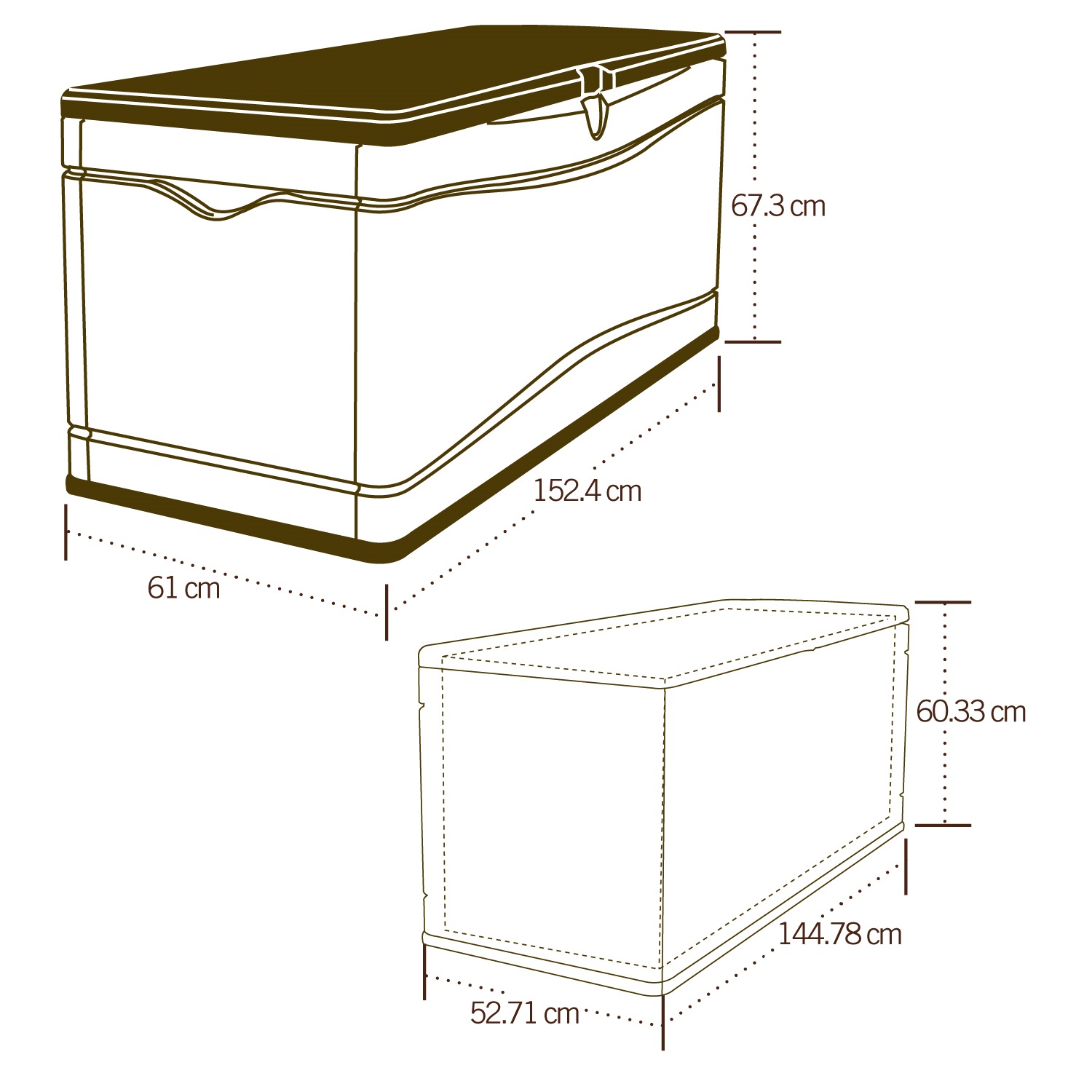 Lifetime XXL Kissenbox, Gartenbox 495l Anthrazit/Grau Skizze