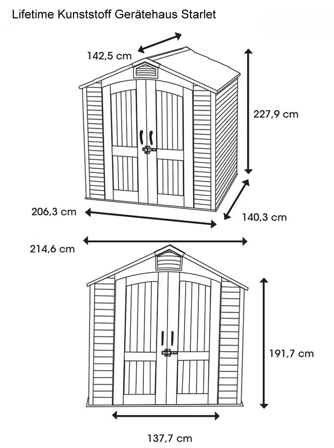 Lifetime Kunststoff Gerätehaus Starlet Skizze