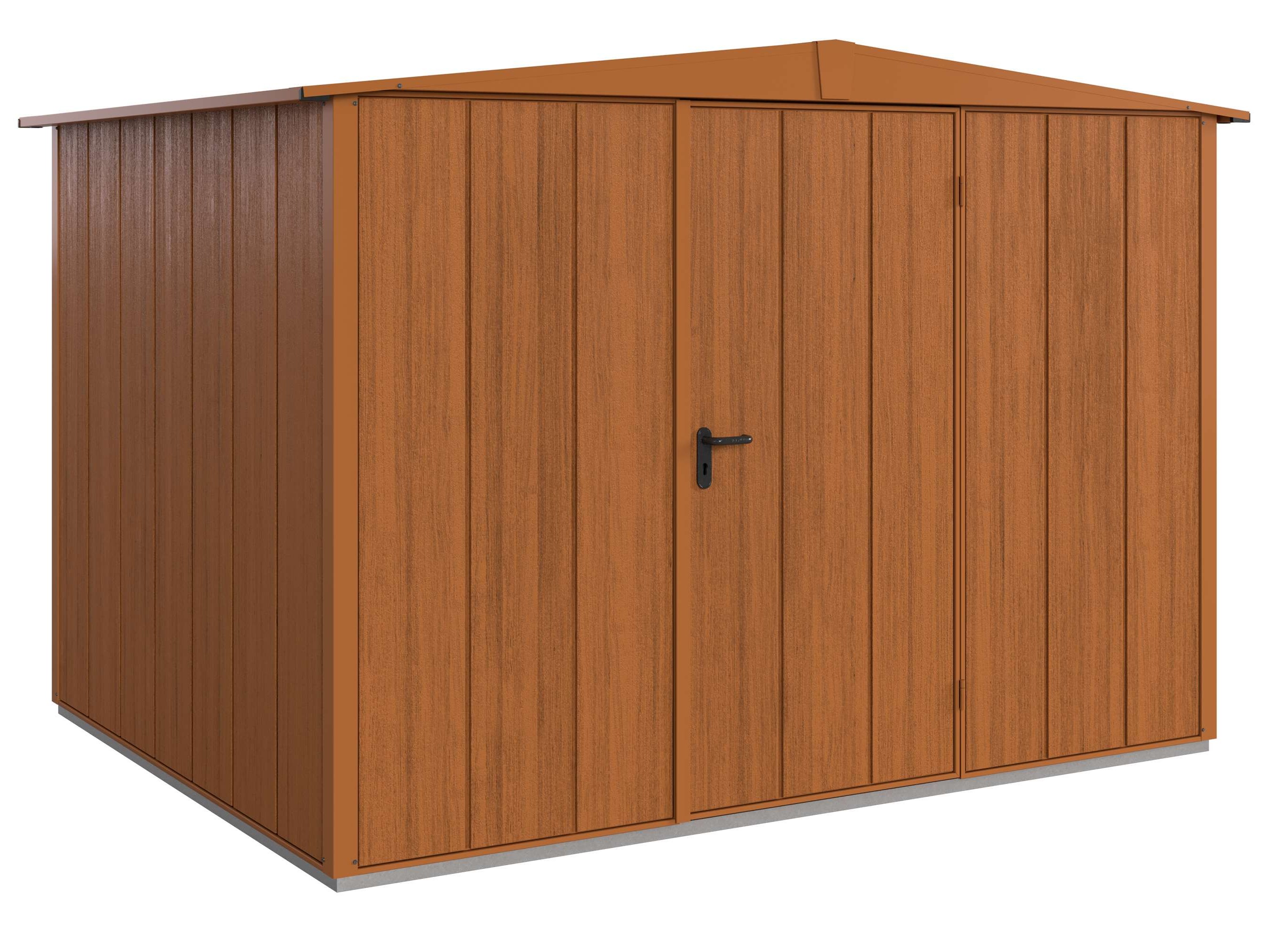 Berry-Gerätehaus Modern Typ3 Satteldach Decograin Dekor Golden Oak