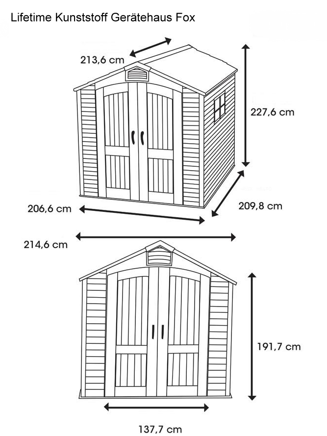 Lifetime Kunststoff Gerätehaus Fox Skizze