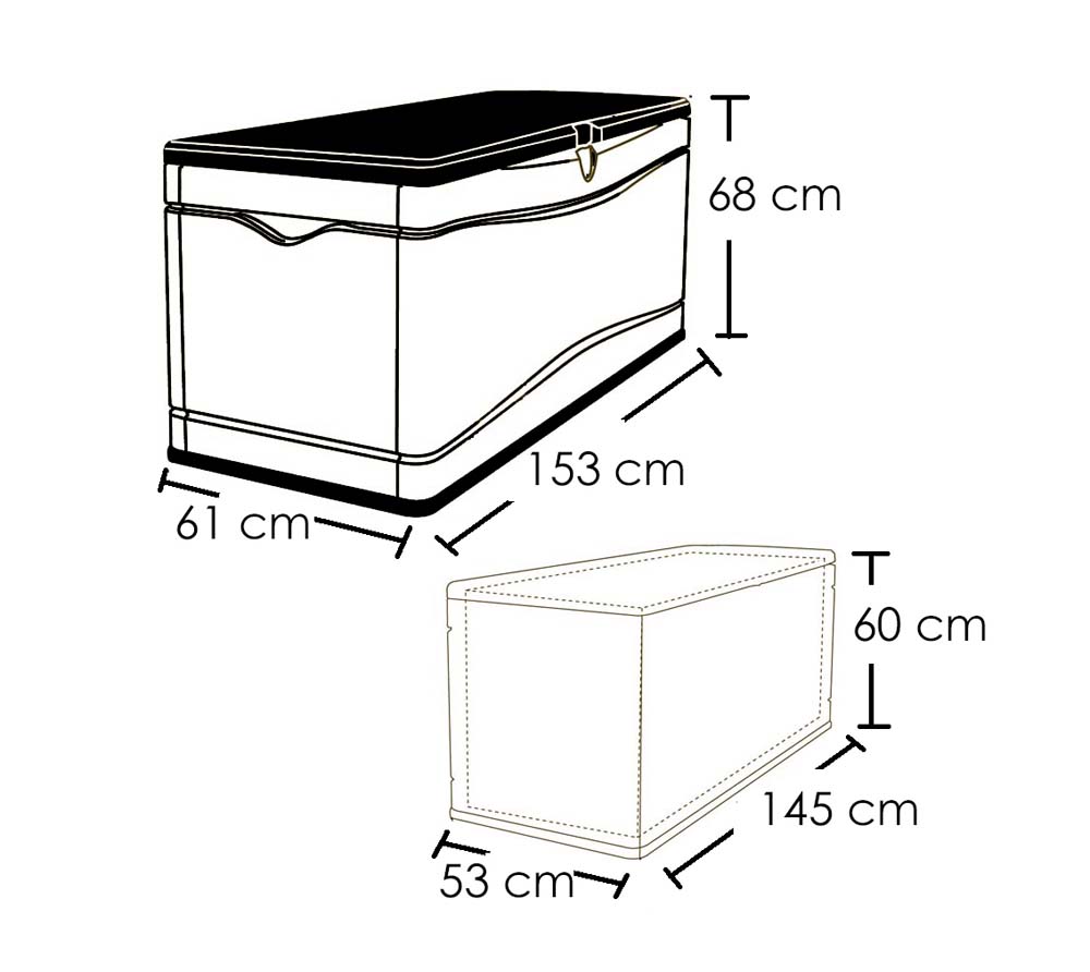 Lifetime Gartenbox Kissenbox XXL 495 carbongrau Skizze