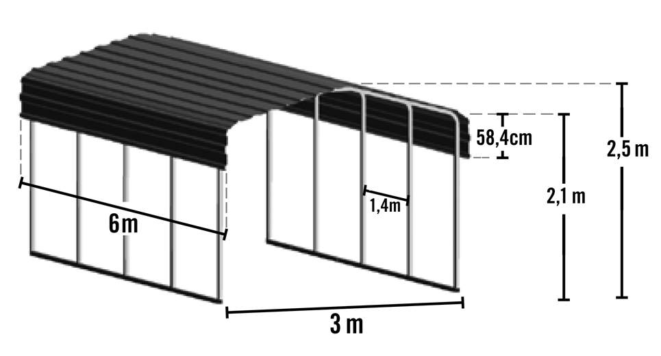 ShelterLogic Stahlcarport Mailand Skizze