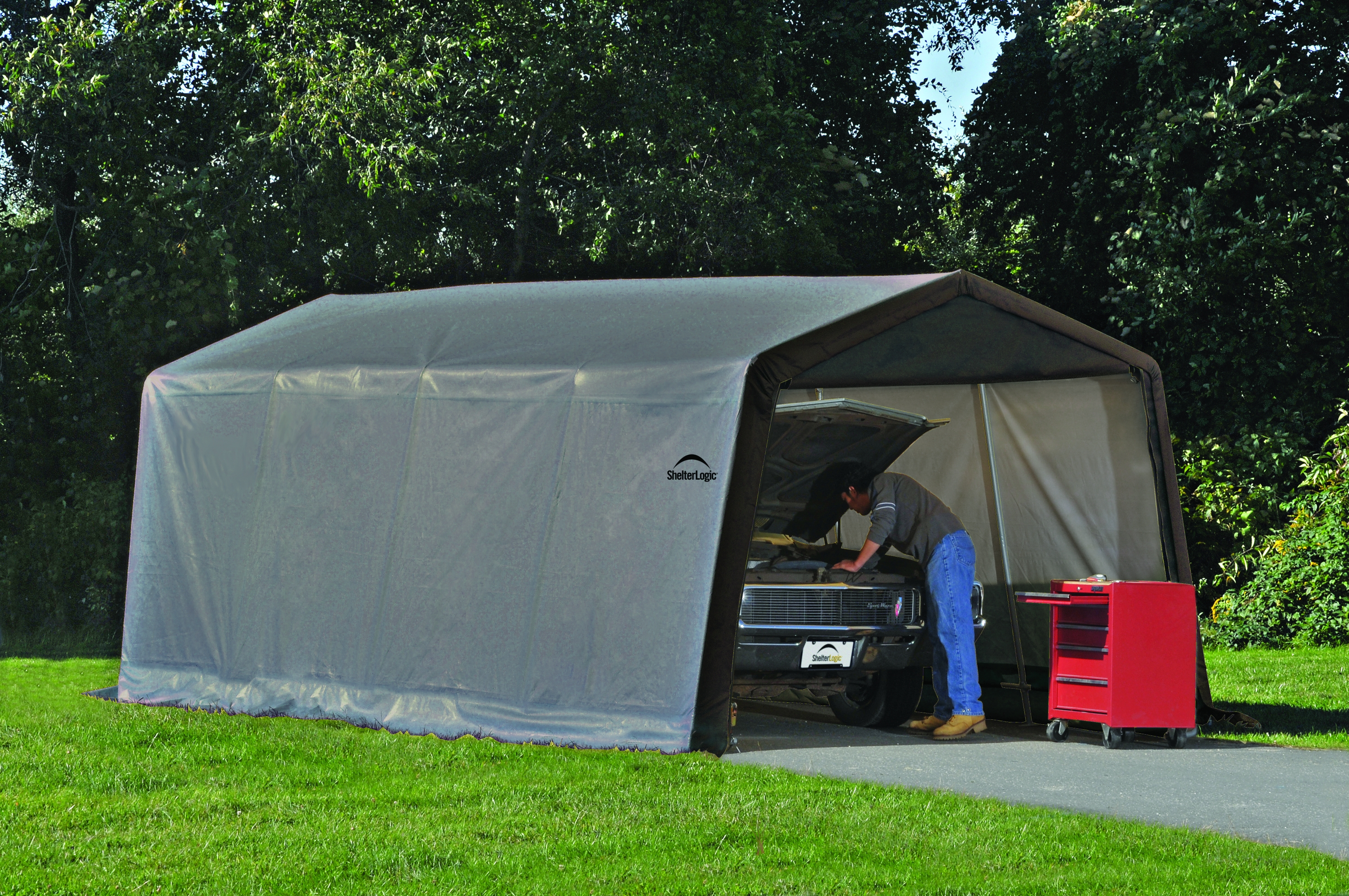 SL62741_05 Foliengarage Zeltgarage 300x610 grau