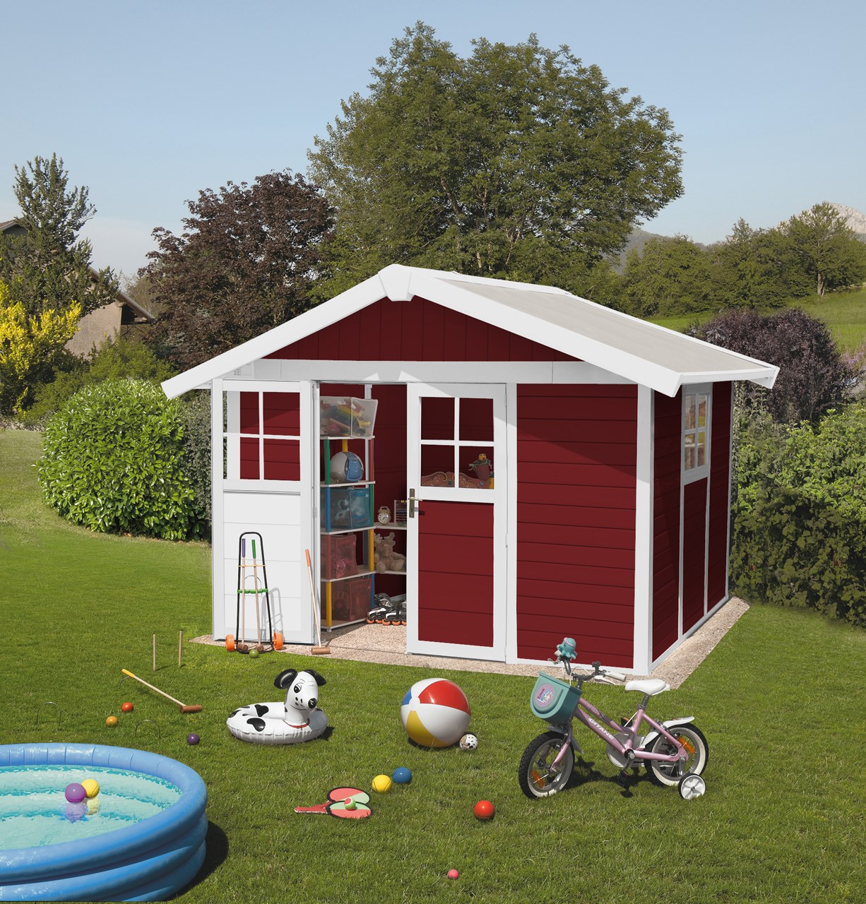 Grosfillex Gartenhaus DECO H7.5 rot-weiß bei HWG-Tec günstig kaufen