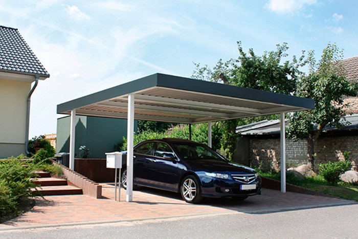 Siebau Metall Carport CP-548. Pfosten weiß.