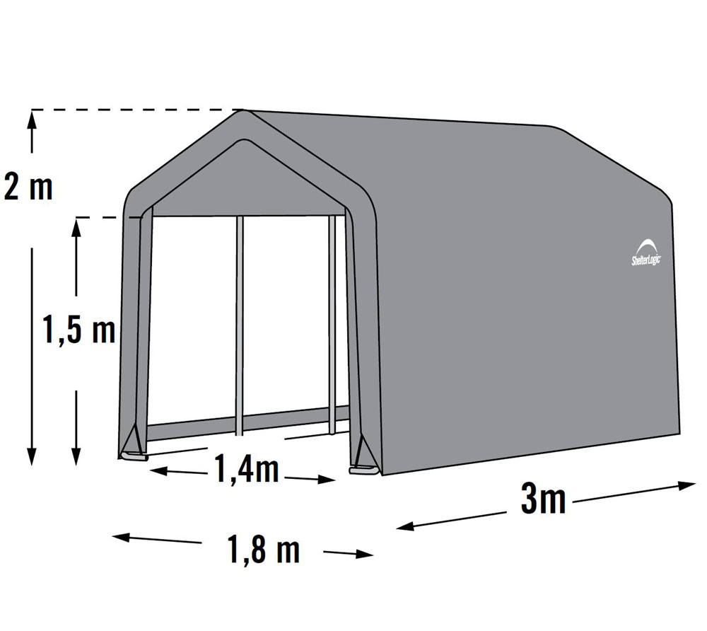 Foliengerätehaus Zeltgarage 180x300 grau